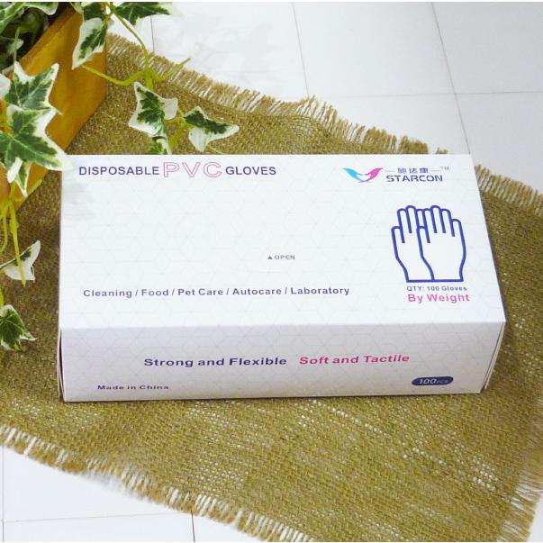STARCON PVC プラスチック手袋 ＜Lサイズ＞ 100枚入り パウダーレス