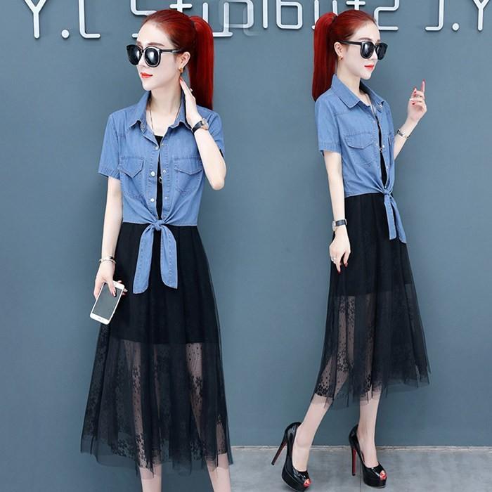 セットアップ レディース 上下セット デニムアウター ノースリーブワンピース 2点セット 大きいサイズ Tシャツ 2019春夏新作 Fc04812 Fasnion Collecttion 通販 Yahoo ショッピング