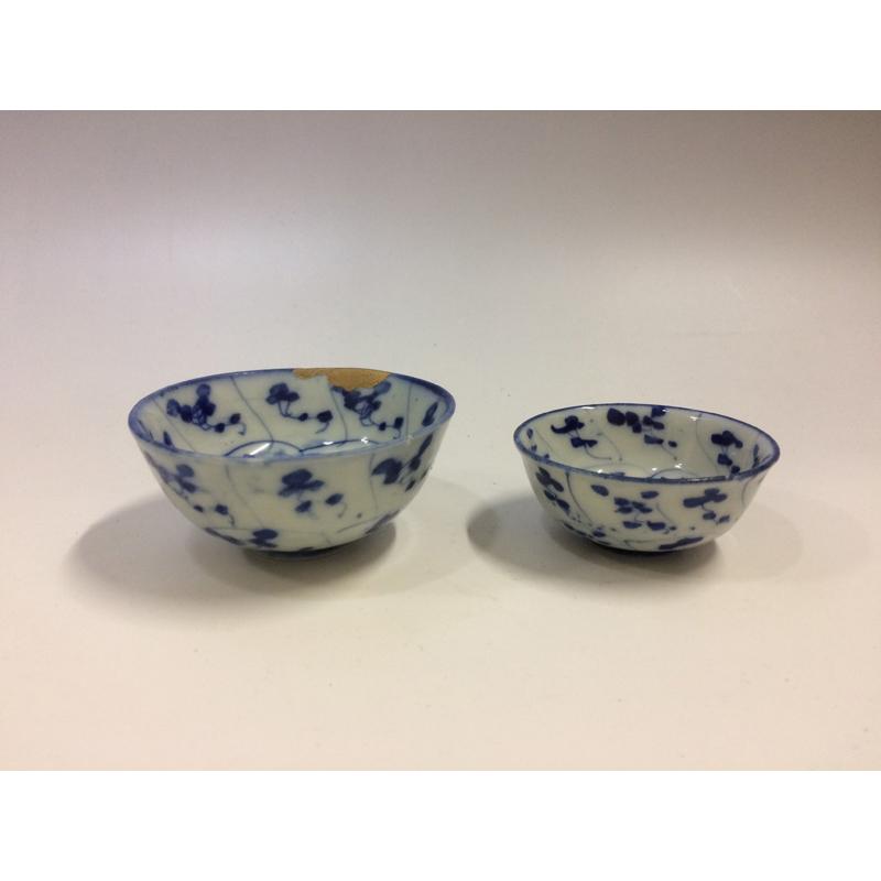 ★大正~昭和初期★　染付ナズナ文小碗　2個組 大正~昭和初期 染付ナズナ文小碗 2個組