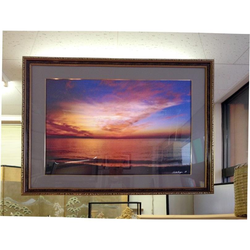 最終値下げ最終値下げ☆Hidekazu,M A1 扇にひらく夕日（館山） 額付