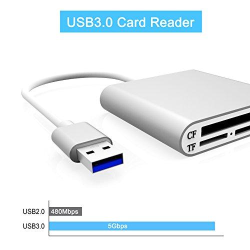 Cateck アルミ製USB3.0 カードリーダー、３スロットＳＤ、ＣＦ、Micro SD対応高速カードリーダー（シルバー）｜lacachette｜03