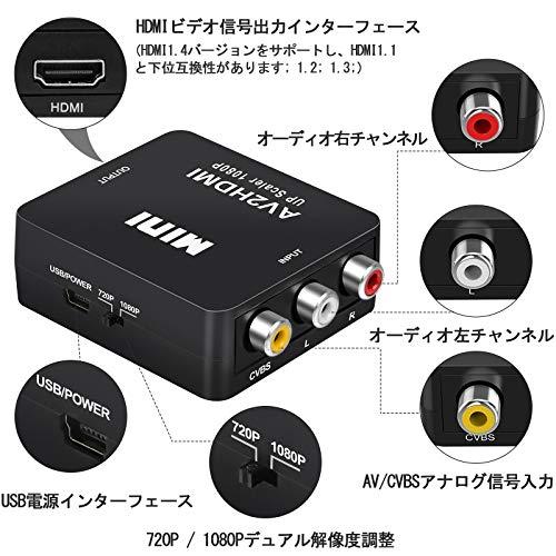 AV to HDMI 変換コンバーター RCA to HDMI 変換器 コンポジット端子ーHDMI端子へ出力用コンバーター 音声転送 720/1080｜lacachette｜04