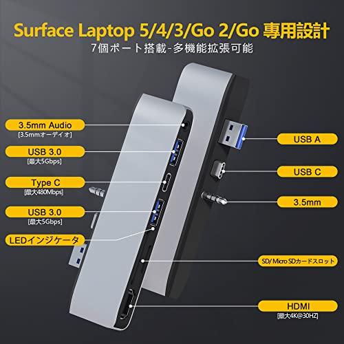 Surface Laptop 5/Laptop 4/Laptop 3 USB ハブ 4K@30Hz HDMI + USB 3.0*2 +Type-C｜lacachette｜02