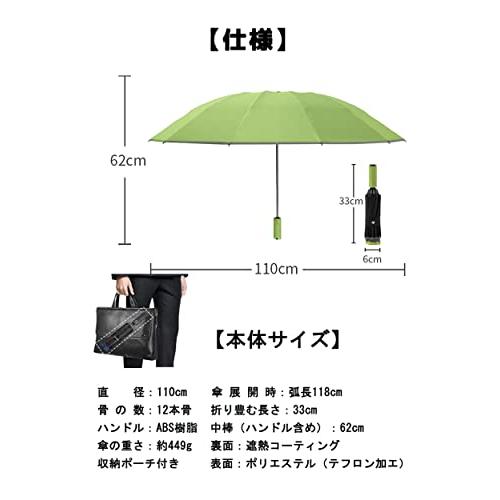 折りたたみ傘 メンズ 晴雨兼用 自動開閉 逆折り式 12本骨 レディース 日傘 折り畳み傘 UVカット ワンタッチ 大きい 梅雨対策 超撥水 遮熱 台｜lacachette｜06