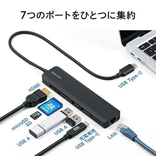 サンワダイレクト ドッキングステーション Type C 7-in-1 PD 100W対応 HDMI (4K/60Hz) LAN 1Gbps対応 SD/｜lacachette｜02