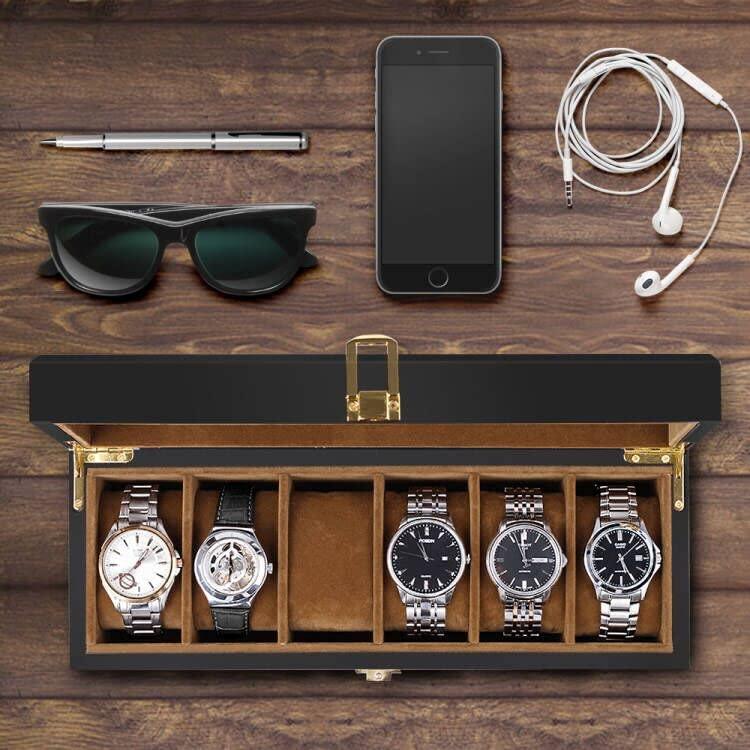 Baskiss 木製時計ケース 腕時計収納ボックス コレクションケース ウォッチボックス 高級 時計ディスプレイ (6本)｜lacachette｜02