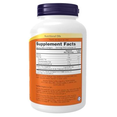海外発送 ２個セット NOWfoods Flax Oil (1000mg) - Certified Organic 250 sgelsの画像
