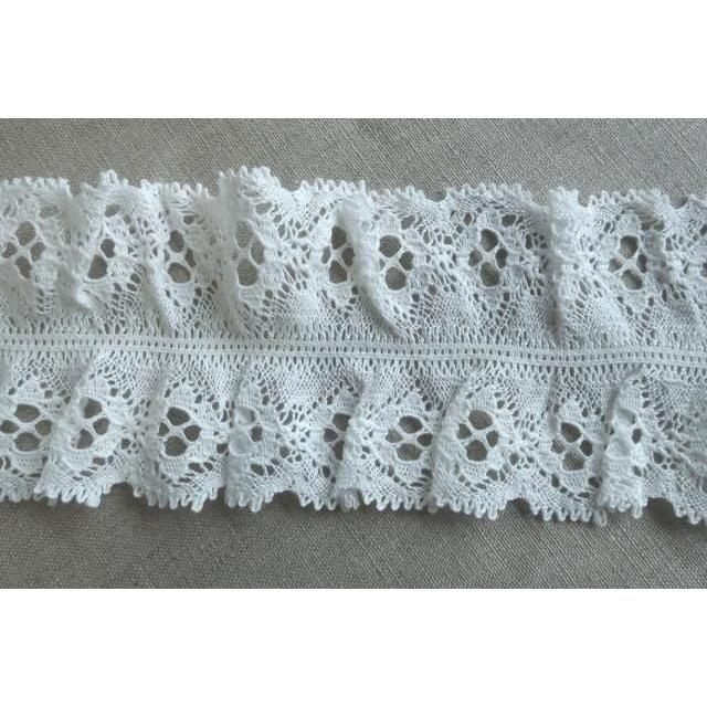 手芸 幅広フリルレース ゴムレース ギャザー入り 80mm幅 1m単位 lp