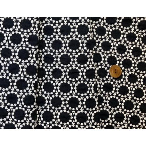 麻 国産 綿麻 つぶつぶサークル刺繍生地 1個100cmx50cm 3個まで