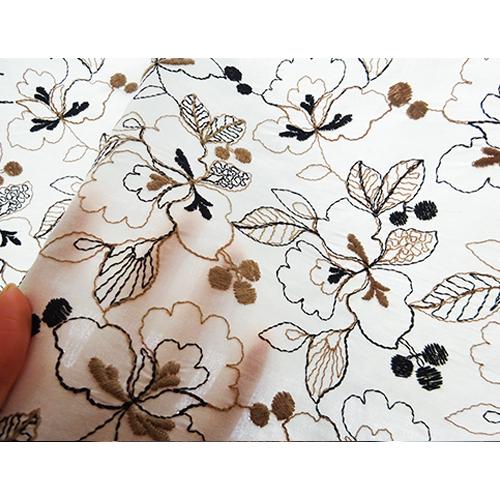 2色の糸のカラフルなレース 刺繍生地 国産 （4色）【1個