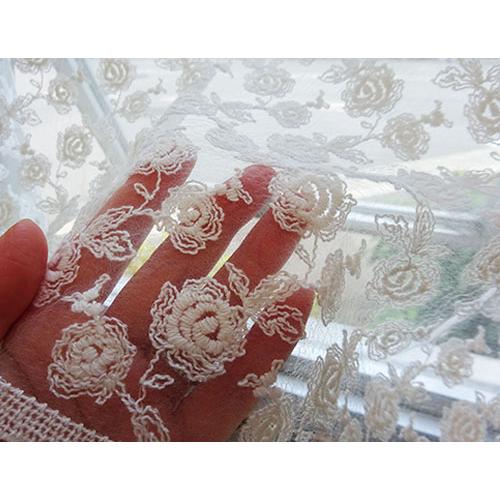 透け感 シアー素材 薔薇柄刺繍生地 4色 【1個86cmx50cm】 3 透け感 シアー素材 薔薇柄刺繍生地 4色 【1個86cmx50cm】 3
