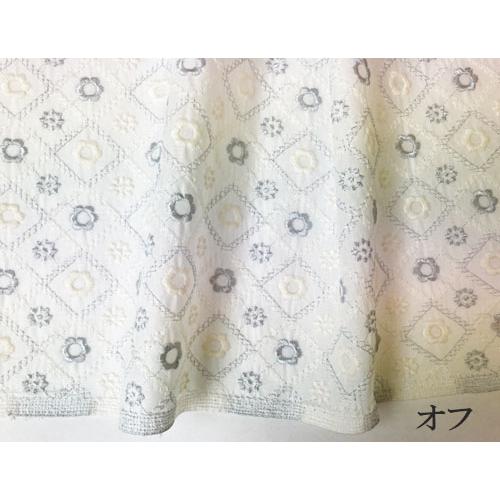 バイヤスチェックプチフラワーレース 刺繍生地 国産 （4色）【1個