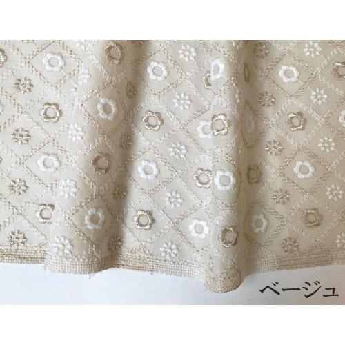 バイヤスチェックプチフラワーレース 刺繍生地 国産 （4色）【1個
