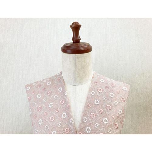 バイヤスチェックプチフラワーレース 刺繍生地 国産 （4色）【1個