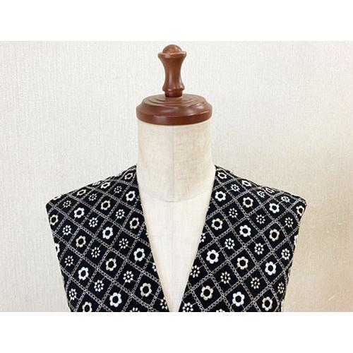 バイヤスチェックプチフラワーレース 刺繍生地 国産 （4色）【1個