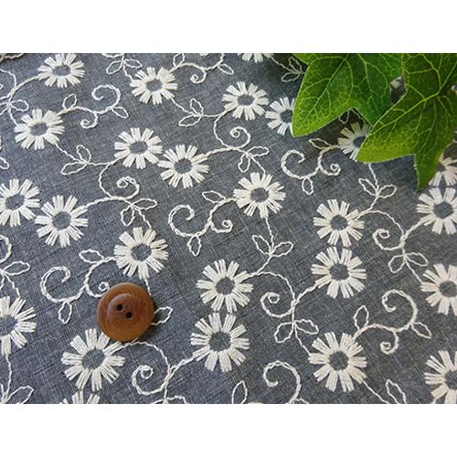 厚手 国産 デニム調 花柄刺しゅう 【1個96cmx50cm】 2個まで