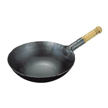 中華鍋 片手 打出木柄 鉄製 山田 （ 山田工業所 ） 36cm