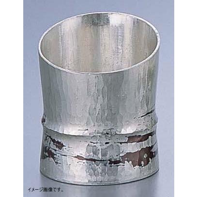 銅錫被 刷毛目竹形１ツ節ぐい呑 斜カット ＳＧ００５ ８０cc