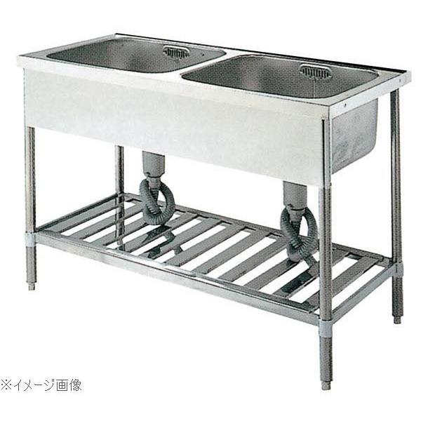 パイプ脚 ２槽シンク 排水ホース付 Ｕ２Ｓ−１２４ バックガード無