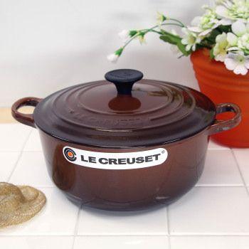 【美品】LE CREUSET　ココット ロンド チェスナット　22cm ココット・ロンド 【並行輸入品】ル・クルーゼ ルクルーゼ 両手鍋