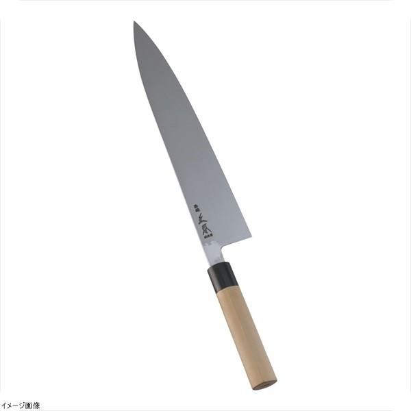 原版 本霞 玉白鋼 呉牛柄牛刀（両刃） ３０珊 調理器具-包丁、ナイフ-牛刀
