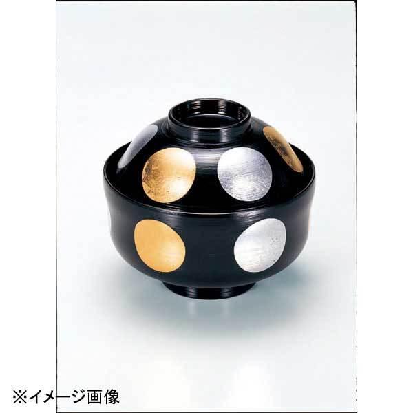 若泉漆器 ひさご型煮物椀 黒刷毛目金銀日月 本漆塗手描磨蒔絵 W-2-77