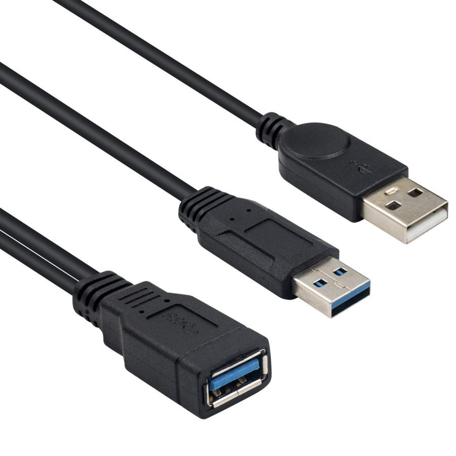 Duttek USB 3.0 二 股延長ケーブル、USB 3.0タイプAメスto デュアル USBオス充電Y延長ケーブル(片側のみ)充電用 30cm｜laconc21｜02