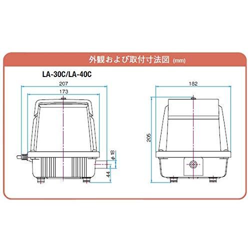 LA-40C　日東工器 メドー 浄化槽エアーポンプ ブロワー Amazon | LA-40C（12方分岐装置付き）日東工器 メドー 浄化槽