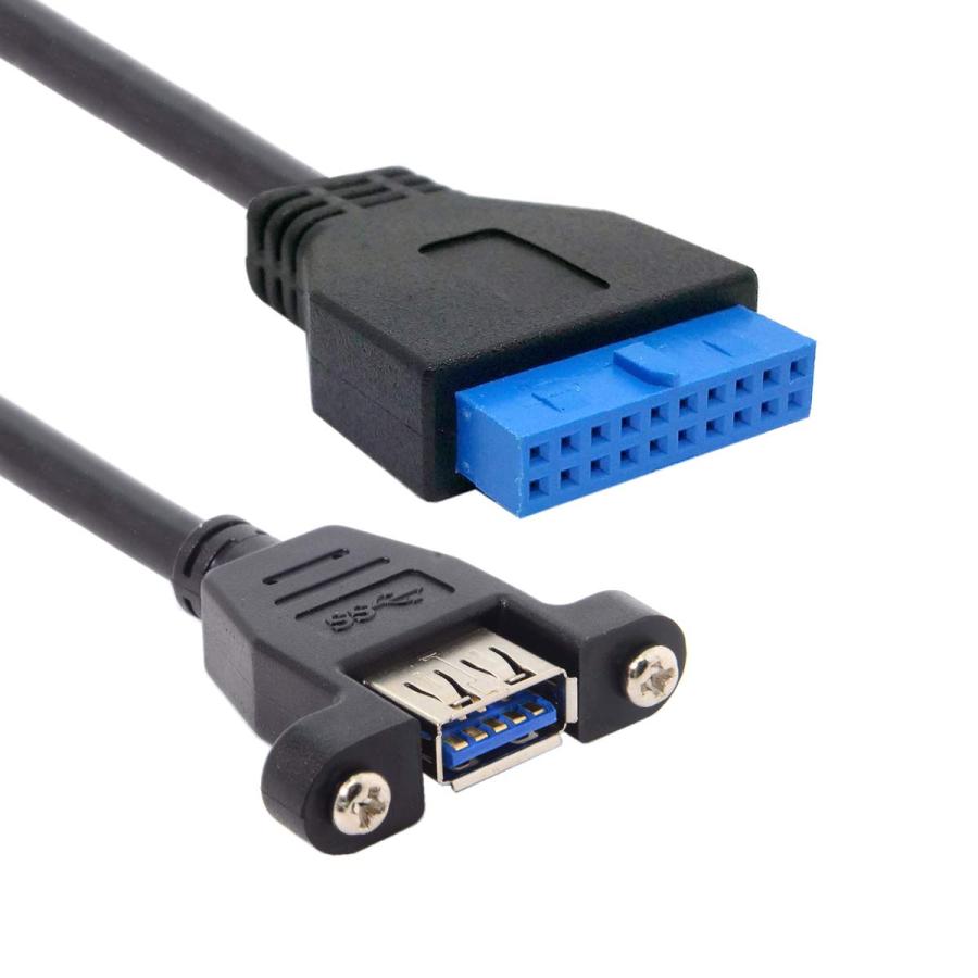 Cablecc USB 3.0 シングルポート A メスねじマウント タイプからダウン角度付きマザーボード20ピンヘッダーケーブル 90度｜laconc21｜04