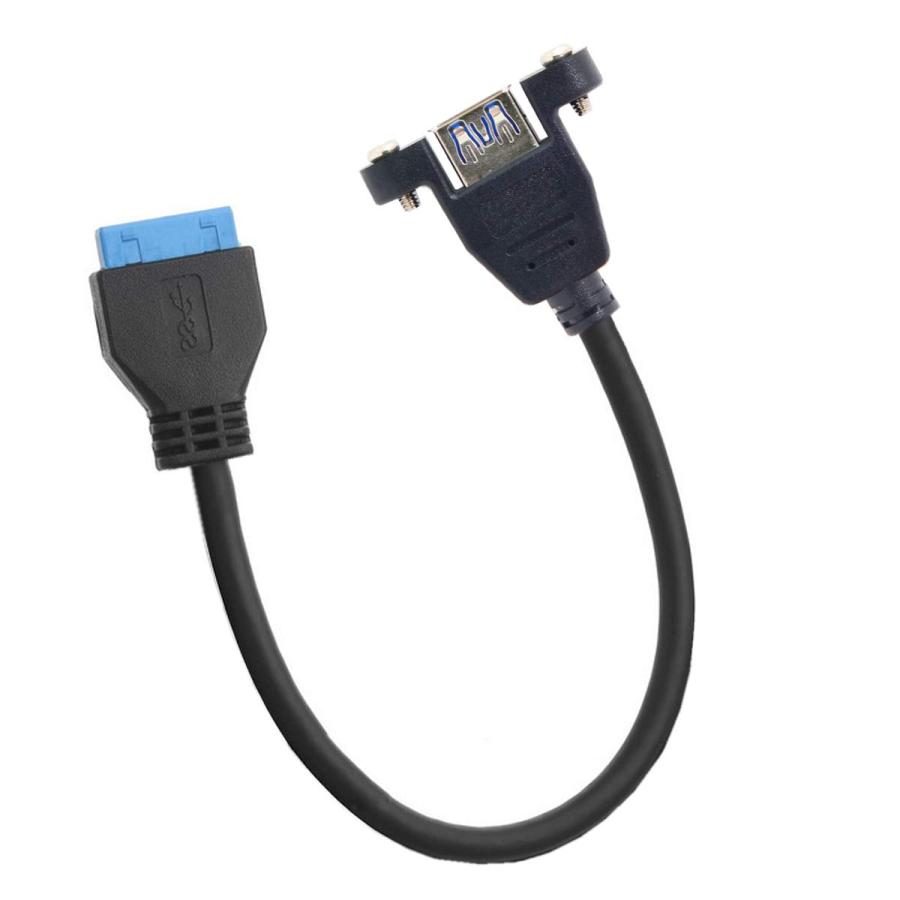 Cablecc USB 3.0 シングルポート A メスねじマウント タイプからダウン角度付きマザーボード20ピンヘッダーケーブル 90度｜laconc21｜06