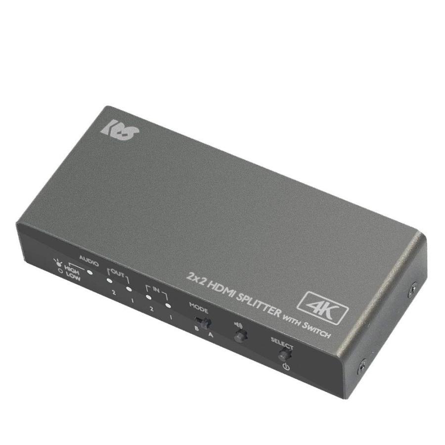 4K60Hz対応 2入力2出力 入力切替機能付 HDMI分配器（ダウンスケール
