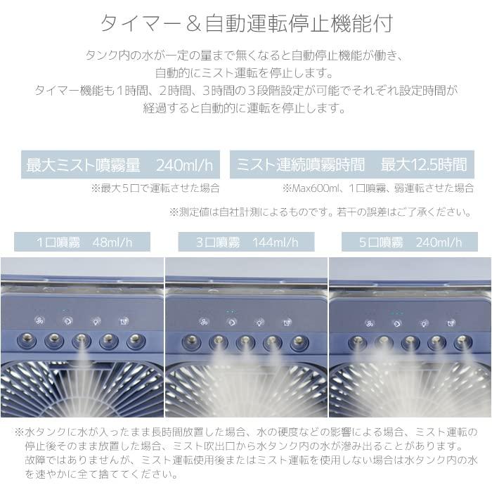 エスアイエス 超音波ミスト扇風機Mist Fan ホワイト サイズ:巾21×奥9×高26cm｜laconc21｜04