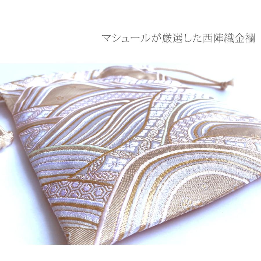 御朱印帳袋 【波 ピンク】 御朱印帳入れ 19×26cm 小物入れ 御朱印帳 袋 巾着 巾着袋 日本製 金襴 京都 金らん 西陣織｜laconc21｜02