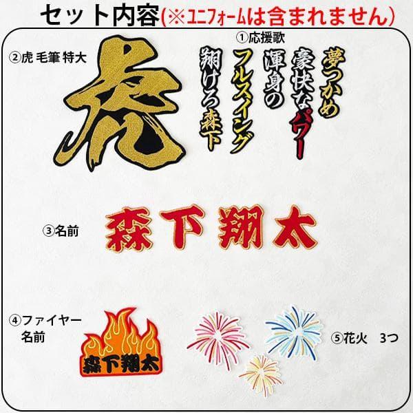 阪神タイガース 刺繍ワッペン 虎毛筆 5点セット【黒】選べる選手/応援 