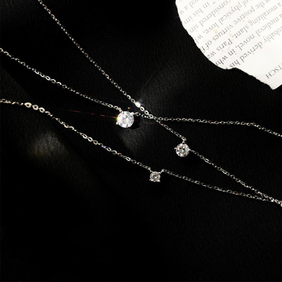 ネックレス レディース S925 シルバー925 キュービックジルコニア シンプル 一粒 最高品質 3mm 0.1ct 繊細 華奢 大人 オケージョン ギフト プレゼント 結婚式の画像