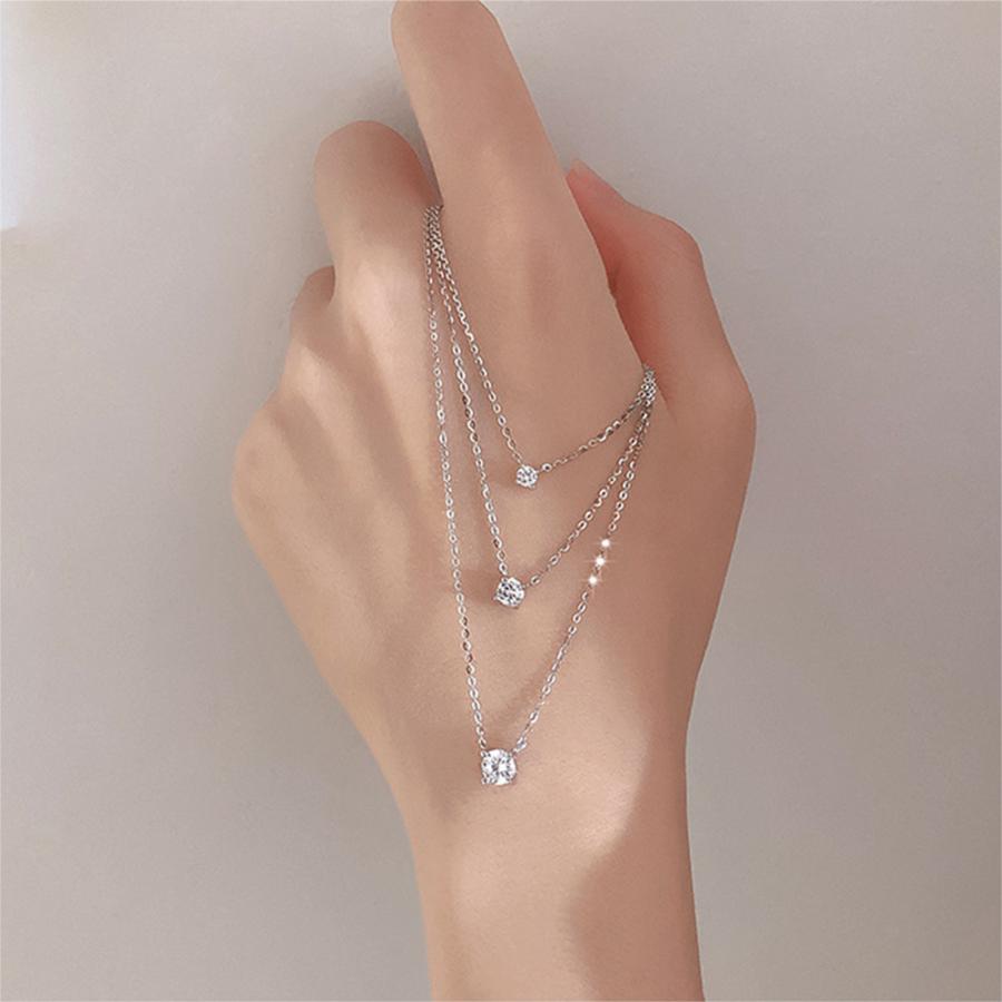 ネックレス レディース S925 シルバー925 キュービックジルコニア シンプル 一粒 最高品質 3mm 0.1ct 繊細 華奢 大人 オケージョン ギフト プレゼント 結婚式の画像