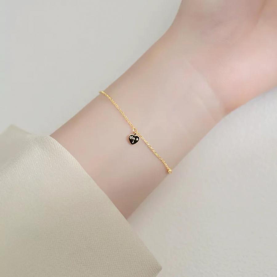ブレスレット レディース ハート 安全ピン 華奢 繊細 S925 ゴールド シンプル 個性派 おしゃれ ラコーデ オケージョン ギフト プレゼント 結婚式の画像