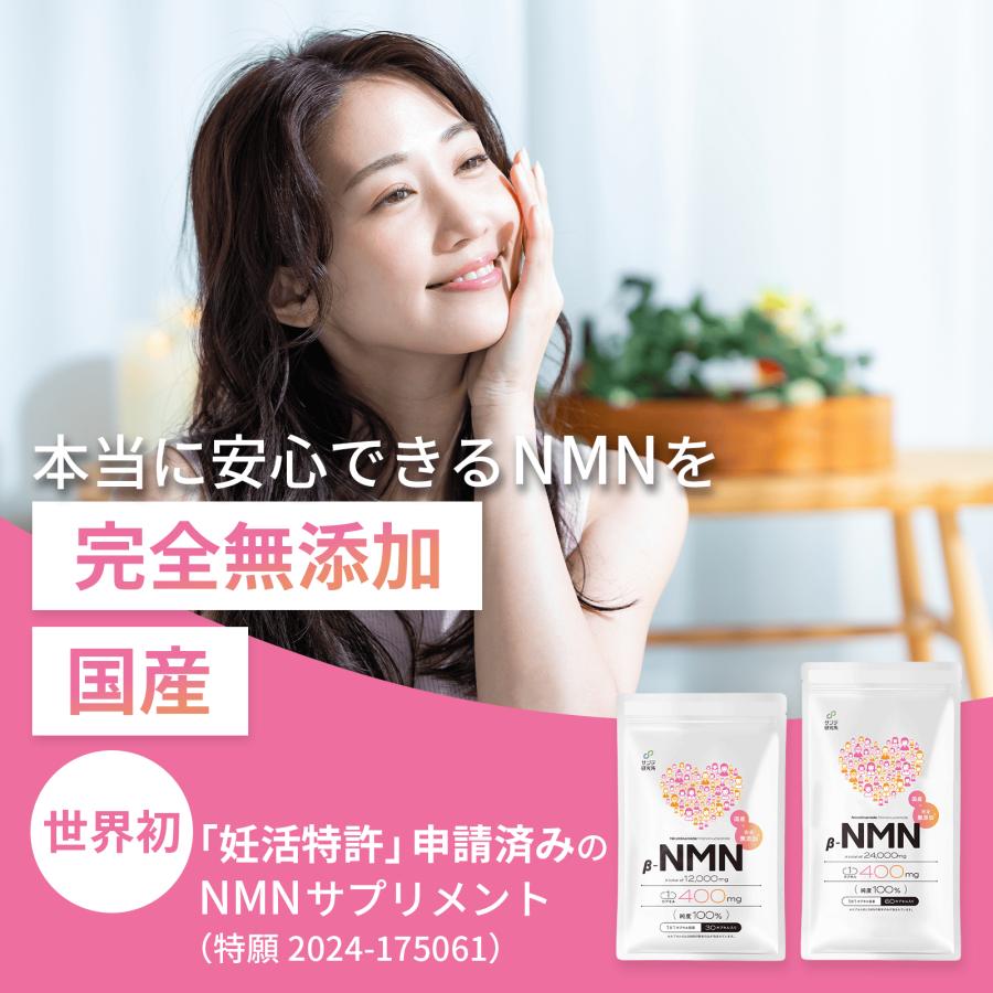 【医療機関採用】NMNプレミアム 400mg/粒 60粒×2袋セット 完全無添加 日本製 48,000mg 4ヶ月分 高純度99%以上 サンテ研究所 サプリメント 妊活 お肌 |  | 02