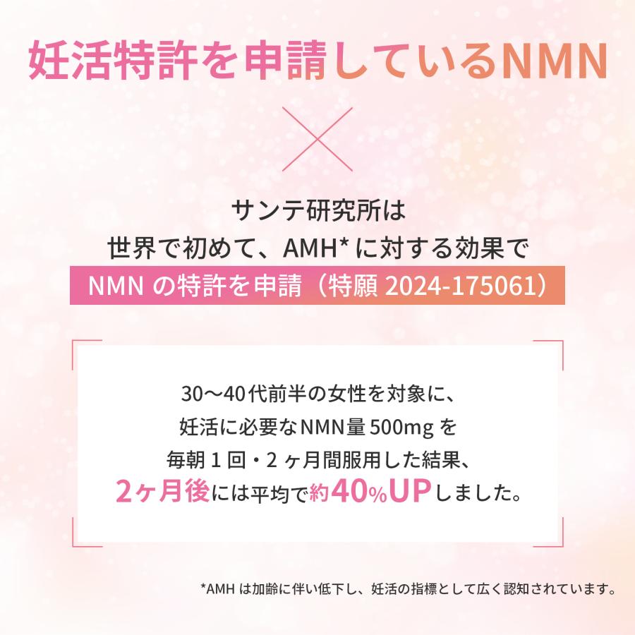 【NMN 完全無添加】１粒に400mg 国内製造 腸溶性カプセル 高純度99.9%以上 妊活 AMH特許申請済 エイジングケア 30日分 サンテ研究所 [医学博士監修] |  | 11