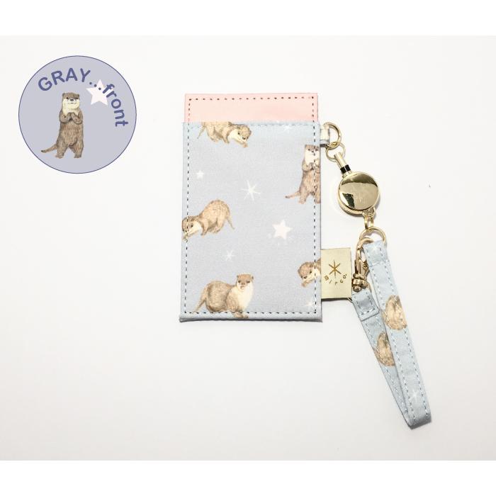 カワウソ柄 パスケース 可愛い かわうそ 通勤 通学 ICカード リールキー |  | 05