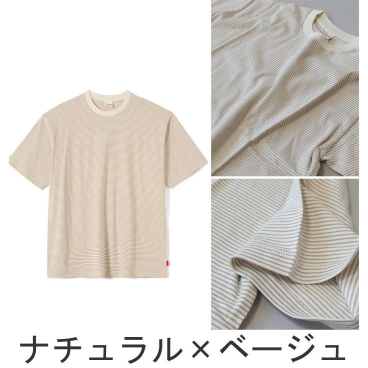 Healthknit（ヘルスニット） ナローボーダー クルーネック半袖Tシャツ