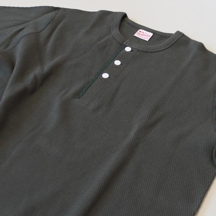 ヘルスニット Healthknit サーマルキングラッセルハニカム ヘンリーネック＃52034 ロングスリーブTシャツ ロンT ユニセックス ナチュラル ブラック 送料無料 | Healthknit | 13