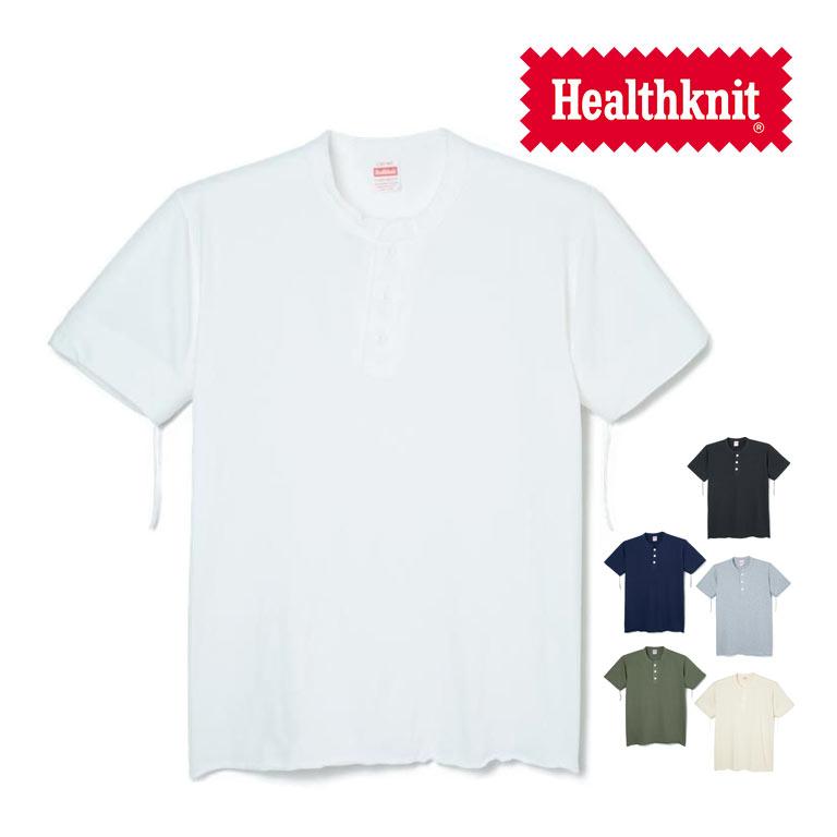 Healthknit（ヘルスニット） ヘンリーネック 半袖Tシャツ Henley Neck