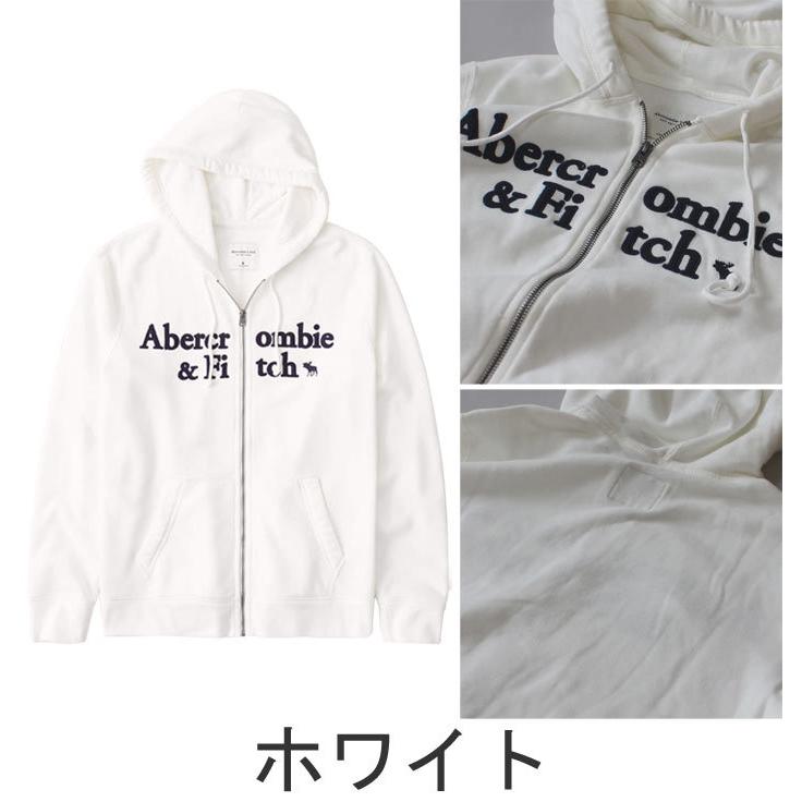 アバクロンビー＆フィッチ 正規品 Abercrombie＆Fitch メンズ ジップアップパーカー Full Zip Logo Hoodie 4色 ホワイト ブラック ネイビー他｜lad｜06