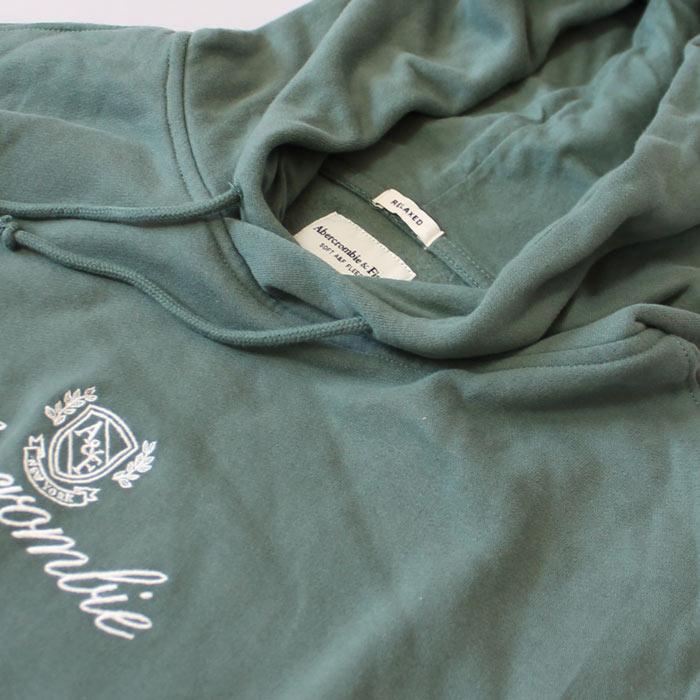 新品アバクロンビー&フィッチ メンズ刺繍 LOGOパーカーグレー系Lサイズ Abercrombie&Fitch（アバクロンビー&フィッチ） 正規品 アバクロ