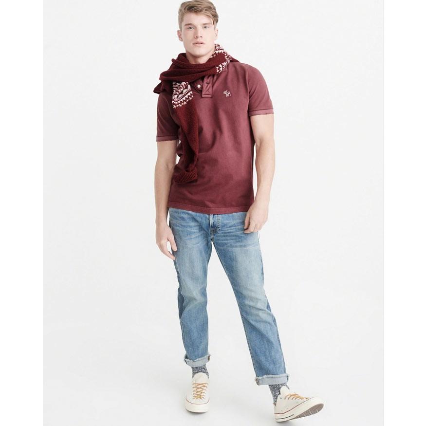 ★新品★アバクロンビー&amp;フィッチ★アイコンポロシャツ (Red/M) Abercrombie & Fitch アバクロンビー&フィッチ ボーダーポロシャツ M