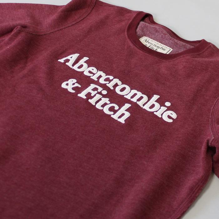 ★新品★アバクロンビー&amp;フィッチ★アップリケロゴクルースウェット (Red/L) Abercrombie&Fitch（アバクロンビー&フィッチ） アバクロ クルーネック