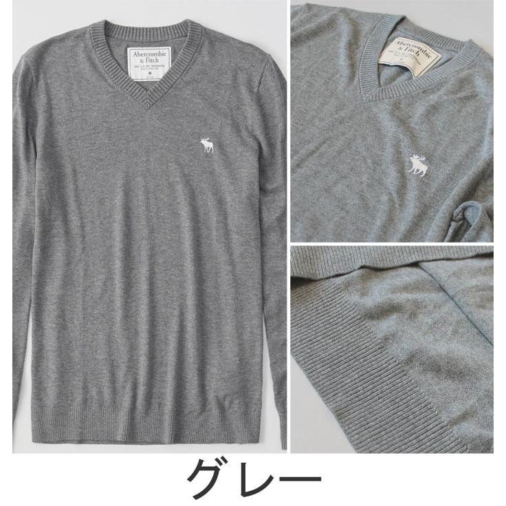 Abercrombie & Fitch グレー Vネックニット L Abercrombie&Fitch アバクロ Abercrombie＆Fitch アバクロンビー