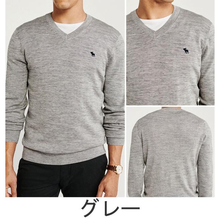 Abercrombie & Fitch グレー Vネックニット L Abercrombie&Fitch アバクロ Abercrombie＆Fitch アバクロンビー