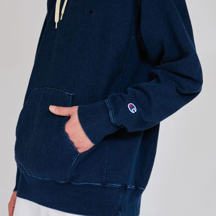 チャンピオン Champion パーカー インディゴ染め リバースウィーブ 10oz フーデッドスウェットシャツ C3-C110 インディゴ オフブラック | Champion | 13